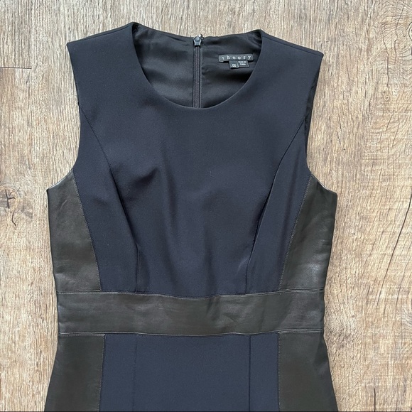 Theory Taline C Lambskin Leather Panel Dress - 00 - Picture 2 of 8